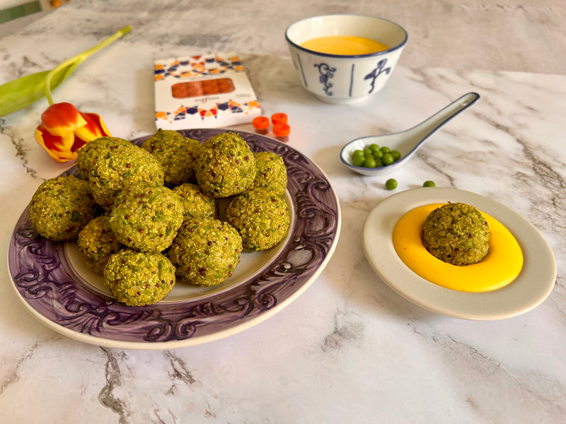 “Vegetarian Meatballs” with Saffron Cream